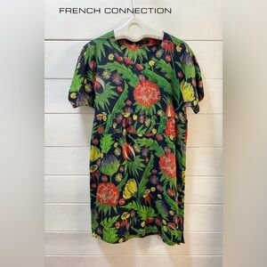 FRENCH CONNECTION Navy Floral Linen Blend Dress Size US 8